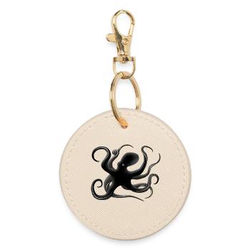 Oktopus Silhouette - Runder Schlüsselanhänger - Auster - Vorne