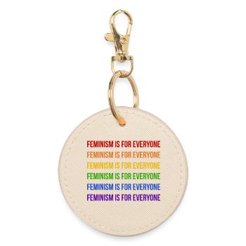 Feminism is for Everyone Rainbow - Round Keyring - oyster - Front