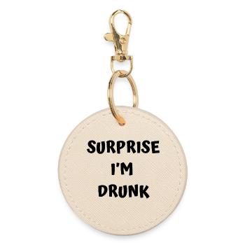 Funny drunk text - Round Keyring - oyster - Front