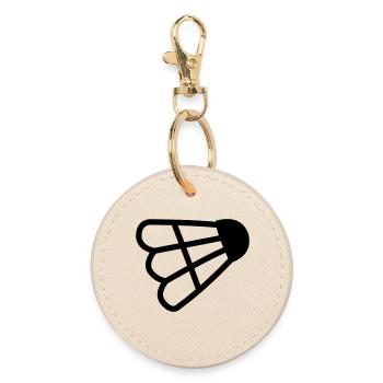 Badminton simple shuttle logo - Round Keyring - oyster - Front
