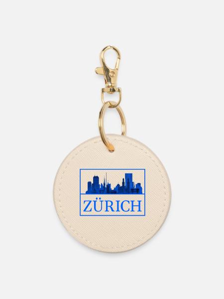 Zürich Skyline Blau Silhouette - Runder Schlüsselanhänger - Auster