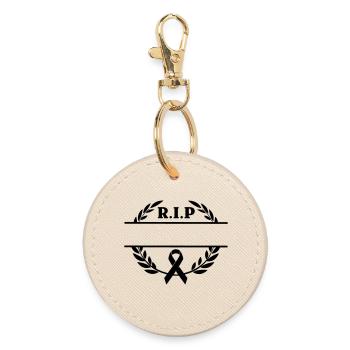 Lorbeerkranz R.I.P. Monogramm - Runder Schlüsselanhänger - Auster - Vorne
