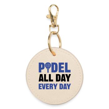 Padel Game Sport Padel Racket Player Statement - Round Keyring - oyster - Front