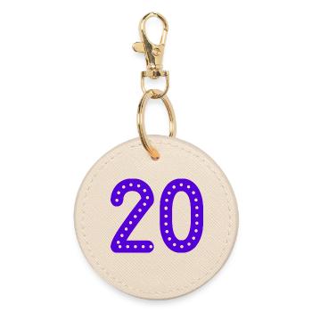 20. 20 JAHRE. 20-JÄHRIGES JUBILÄUM. 20-JÄHRIGES JUBILÄUM. - Runder Schlüsselanhänger - Auster - Vorne