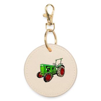 Tracteur ancien D25 - Porte-clés rond - huître - Devant