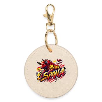 Espana Spain Bullen Design - Round Keyring - oyster - Front