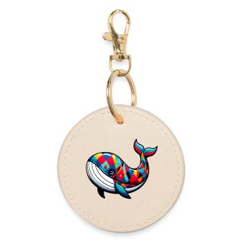 Harlequin whale - Round Keyring - oyster - Front