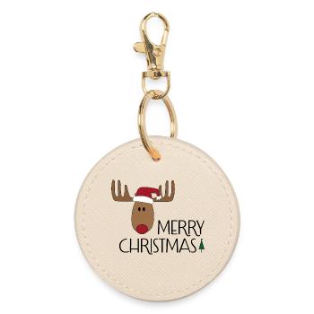 Frohe Weihnachten - Runder Schlüsselanhänger - Auster - Vorne