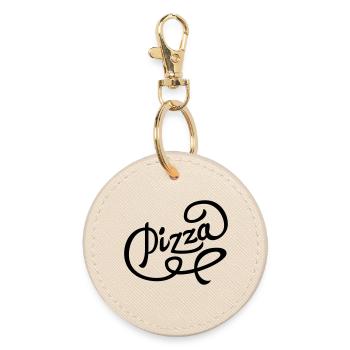 113503609 142793783 pizza - Round Keyring - oyster - Front