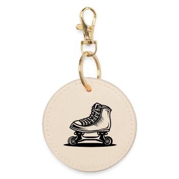 Roller Skates Drawing - Round Keyring - oyster - Front
