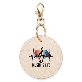Music is Life clef outfit music fans and - Round Keyring - oyster - Front