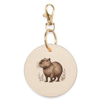 Capybara - Runder Schlüsselanhänger - Auster - Vorne