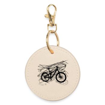 Bicycle Line Art - Round Keyring - oyster - Front