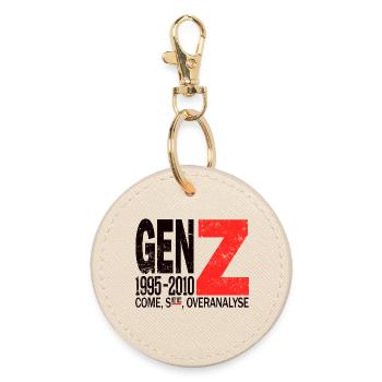 Gen Z Trendsetter Influencer Shirt - Round Keyring - oyster - Front