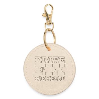 45 Drive Fix Repeat - Round Keyring - oyster - Front