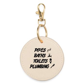 Funny Plumber Quote - Round Keyring - oyster - Front