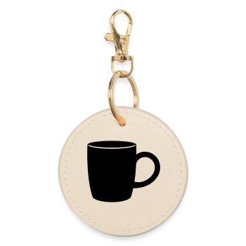 Klassische Kaffeetasse Silhouette - Runder Schlüsselanhänger - Auster - Vorne