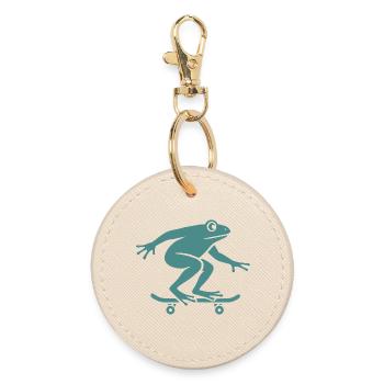 Minimalist Frog Toad Toad Skateboarder - Round Keyring - oyster - Front