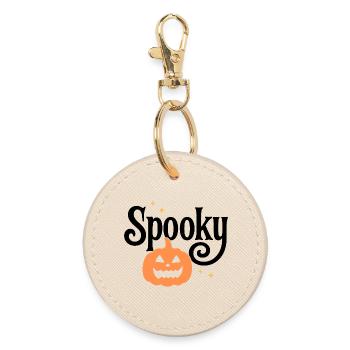 Spooky Kürbis Halloween Design - Runder Schlüsselanhänger - Auster - Vorne