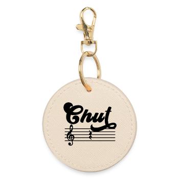 Silence Music theory Humor Music Lessons - Round Keyring - oyster - Front