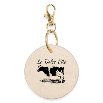 Dairy cow of the dolce vita - Round Keyring - oyster - Front