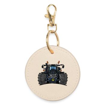 1396-SCHWARZ-V-TRAKTOR - Runder Schlüsselanhänger - Auster - Vorne