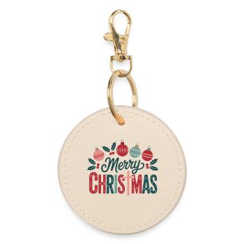 Merry Christmas Ornament Graphics - Round Keyring - oyster - Front