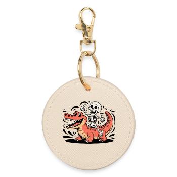 Skeleton Rider on Red Crocodile - Round Keyring - oyster - Front