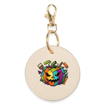 Halloween Graffiti Pumpkin - Round Keyring - oyster - Front