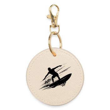 Surfing Art Surfer Illustration - Round Keyring - oyster - Front