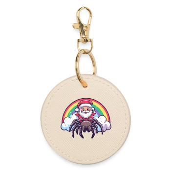 Tarantula Weihnachtsmann Weihnachten - Runder Schlüsselanhänger - Auster - Vorne