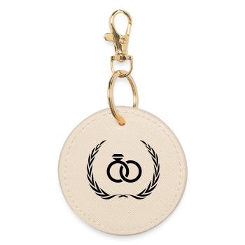 Wedding Ring Ring - Round Keyring - oyster - Front