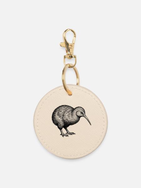 Kiwi Vogel - Runder Schlüsselanhänger - Auster