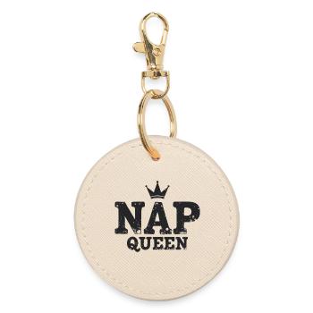 Nap Queen Saying for Late Risers - Round Keyring - oyster - Front