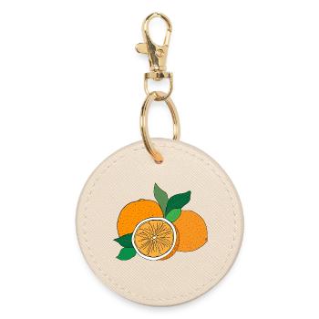 imprimé orange - Porte-clés rond - huître - Devant
