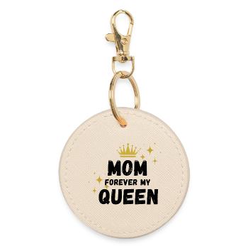 Mom forever my queen - Round Keyring - oyster - Front
