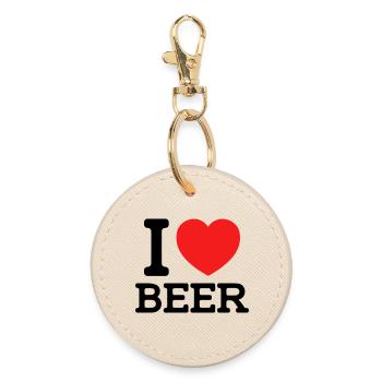 I love Beer (colors can be changed) - Round Keyring - oyster - Front
