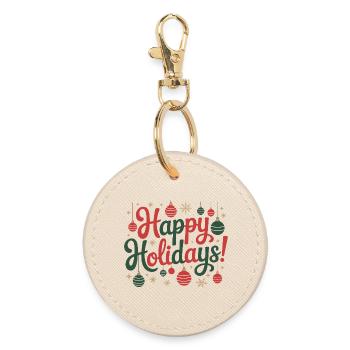 Happy Holidays Ornament-Skript - Runder Schlüsselanhänger - Auster - Vorne