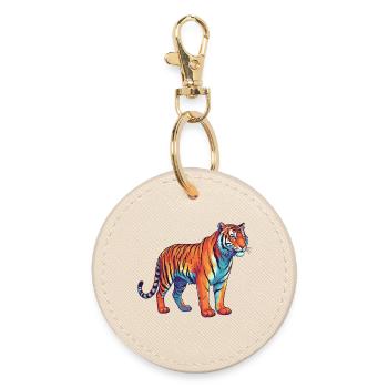 Aquarelle Pop Art Coloré Arc-en-ciel Tigre - Porte-clés rond - huître - Devant