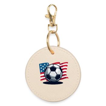 WM USA Fussball Fußballer Amerika Flagge - Runder Schlüsselanhänger - Auster - Vorne