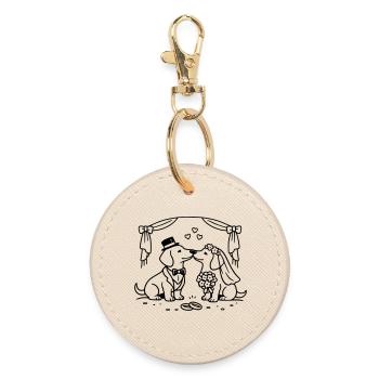 Dachshund Wedding Line Art - Round Keyring - oyster - Front
