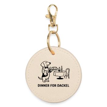 Dinner For Dackel - Runder Schlüsselanhänger - Auster - Vorne
