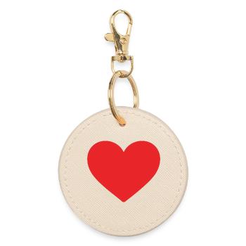 Red Heart – Minimalistisches Herz Icon - Runder Schlüsselanhänger - Auster - Vorne