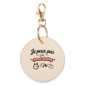 Je peux pas j’ai speed dating – humour et message  - Porte-clés rond - huître - Devant