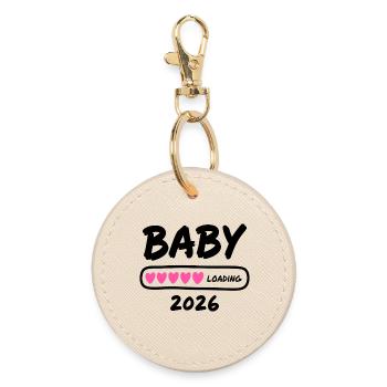 Baby Loading 2026 Pregnancy Parents - Round Keyring - oyster - Front