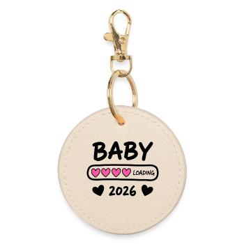 Baby Loading 2026 Schwangerschaft Eltern - Runder Schlüsselanhänger - Auster - Vorne