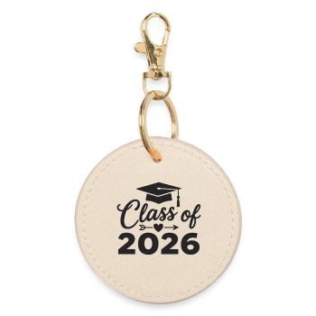 CLASS OF 2026 Graduates Graduation Studies - Round Keyring - oyster - Front