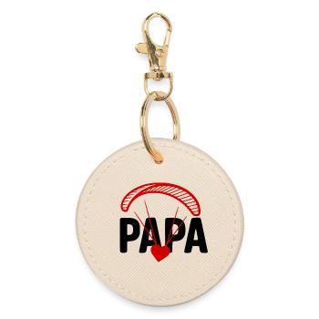 Papa Gleitschirm, Paragliding mit Herz - Runder Schlüsselanhänger - Auster - Vorne