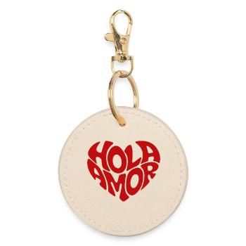 Hola Amor Retro Red Heart Love - Round Keyring - oyster - Front
