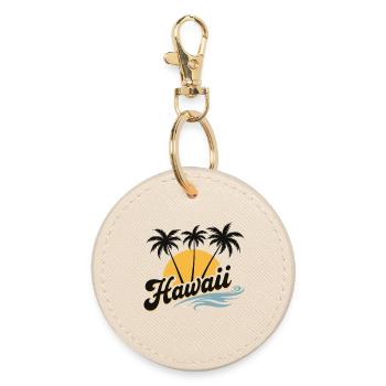 Hawaii Summer Vibes with Palm Trees and Sea - Round Keyring - oyster - Front